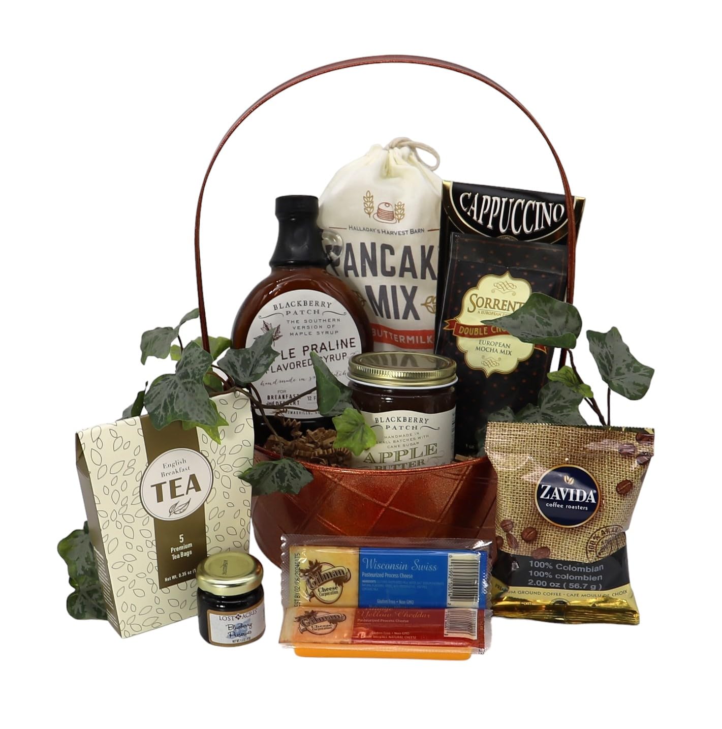 Gift Basket Village - Gourmet Country Breakfast Gift Basket: Pancake Mix, Coffee, Tea, Syrup, Cheeses, Jams, Perfect Morning Treat, Handcrafted in the USA