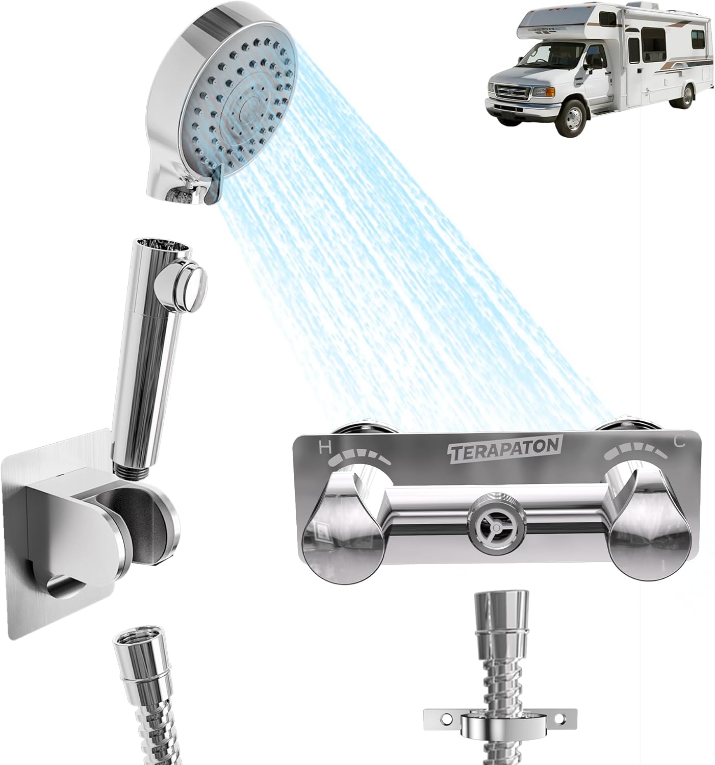 Amazon.com: RV Shower Faucet with Hose and Head - Metal Camper Shower ...