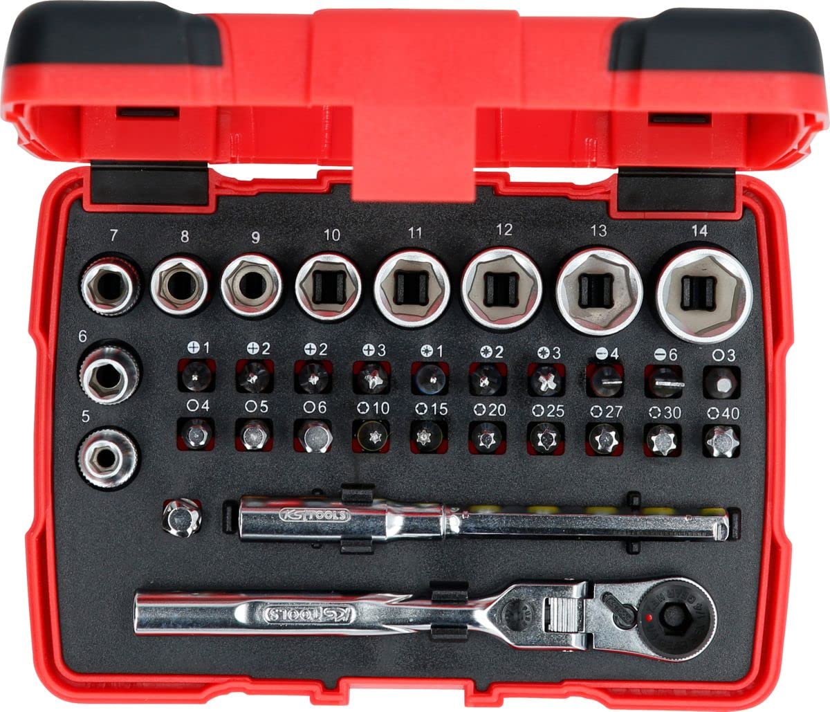 KS Tools 918.3005 Caja de llaves de vaso con punta de 1/4" TORSIONpower, 33 pzs