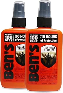 Ben's 100% DEET Tick & Insect Repellent Spray - Alcohol-Free Pump, 10-Hour Protection for Adults & Kids, 3.4oz (2 Pack)