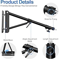 Vista 3 de EMART Brazo triangular de montaje en pared para fotografía anillo de luz estroboscópica iluminación softbox reflector paraguas monolight longitud