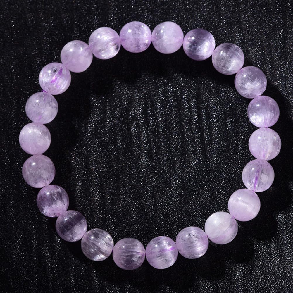 Braccialetto di Perline in kunzite Naturale | Braccialetti Elastici con Perline in Pietra Naturale per Donne e Uomini | Ideale per Tutte Le Feste | Aumenta l'energia positiva,8mm
