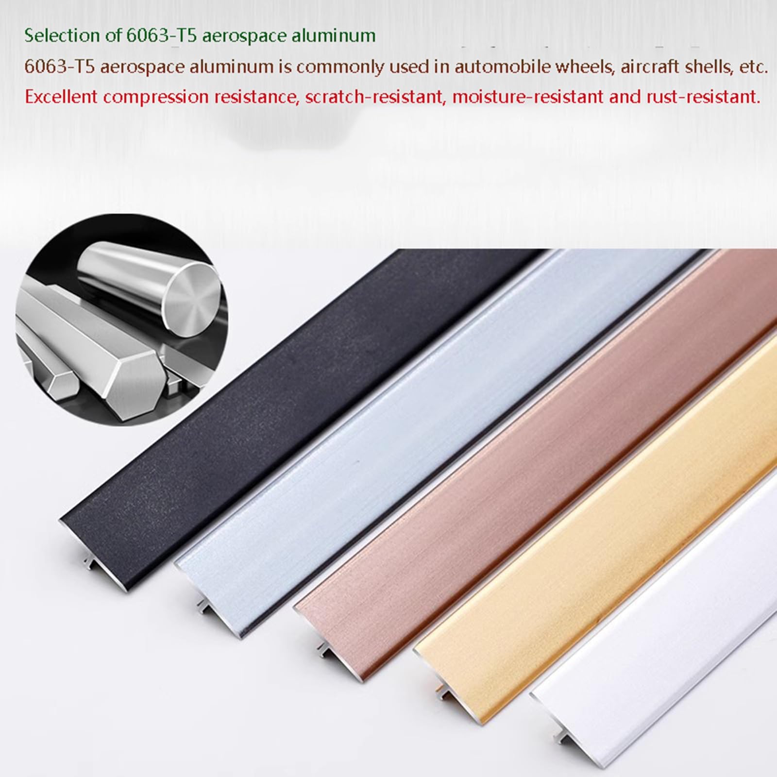 Profilo in Alluminio, Profilo di Transizione, Profilo a T, Protezione dei Bordi, Pannelli in Legno, Piastrelle, 3 Pezzi, 90 cm, Striscia di Transizione per Pavimenti, Moquette, Laminato, Argento sa