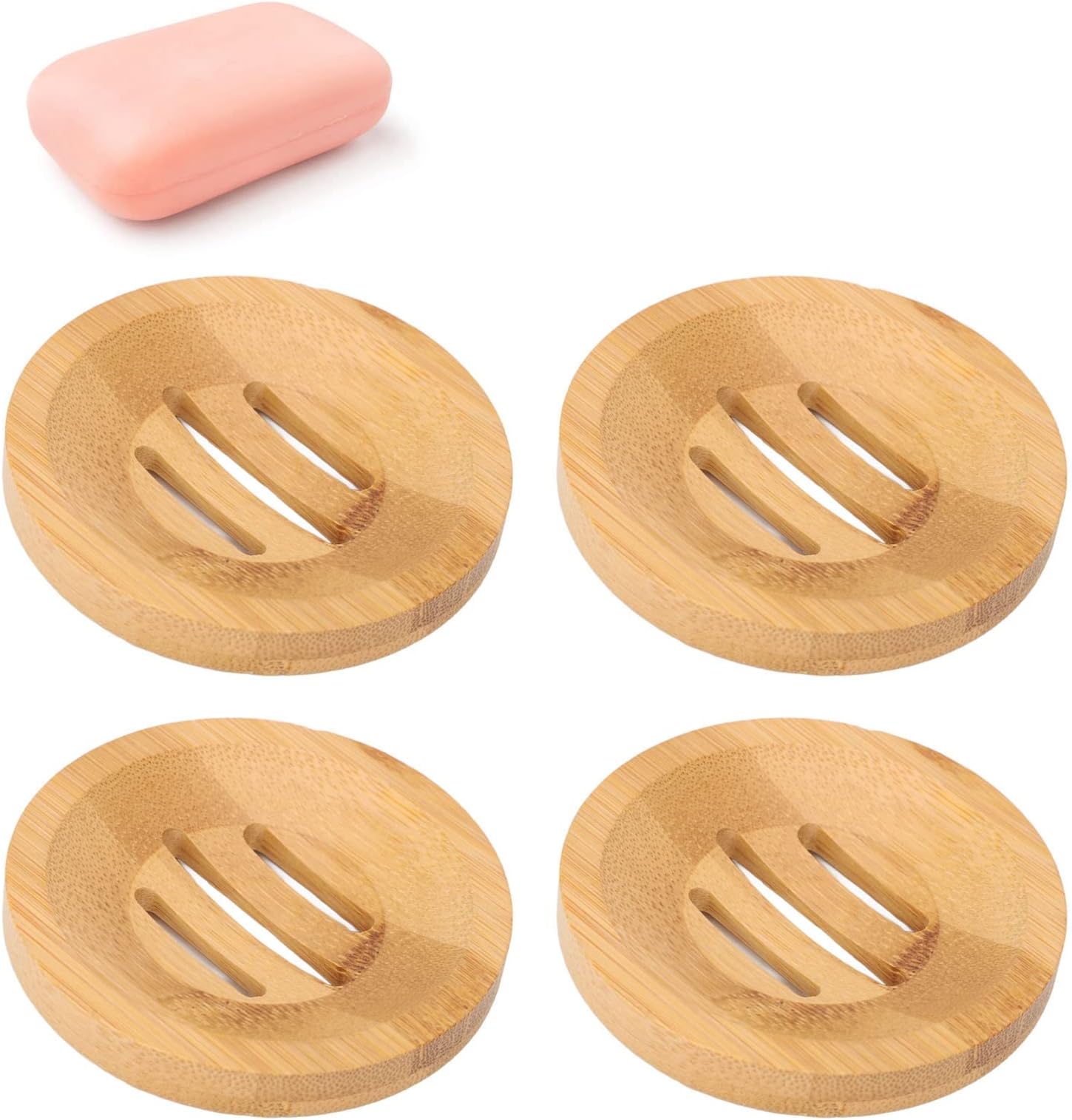 Amazon.com: 4Pcs Bamboo Wood Soap Dish, Drainable Bathroom Soap Holder ...