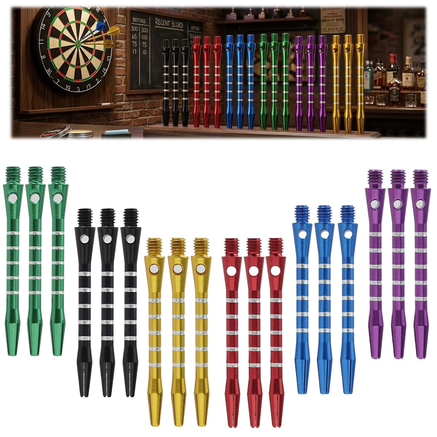 18PCS Durable Metal Dart Stems Shafts, 53mm 2BA Universal Threaded