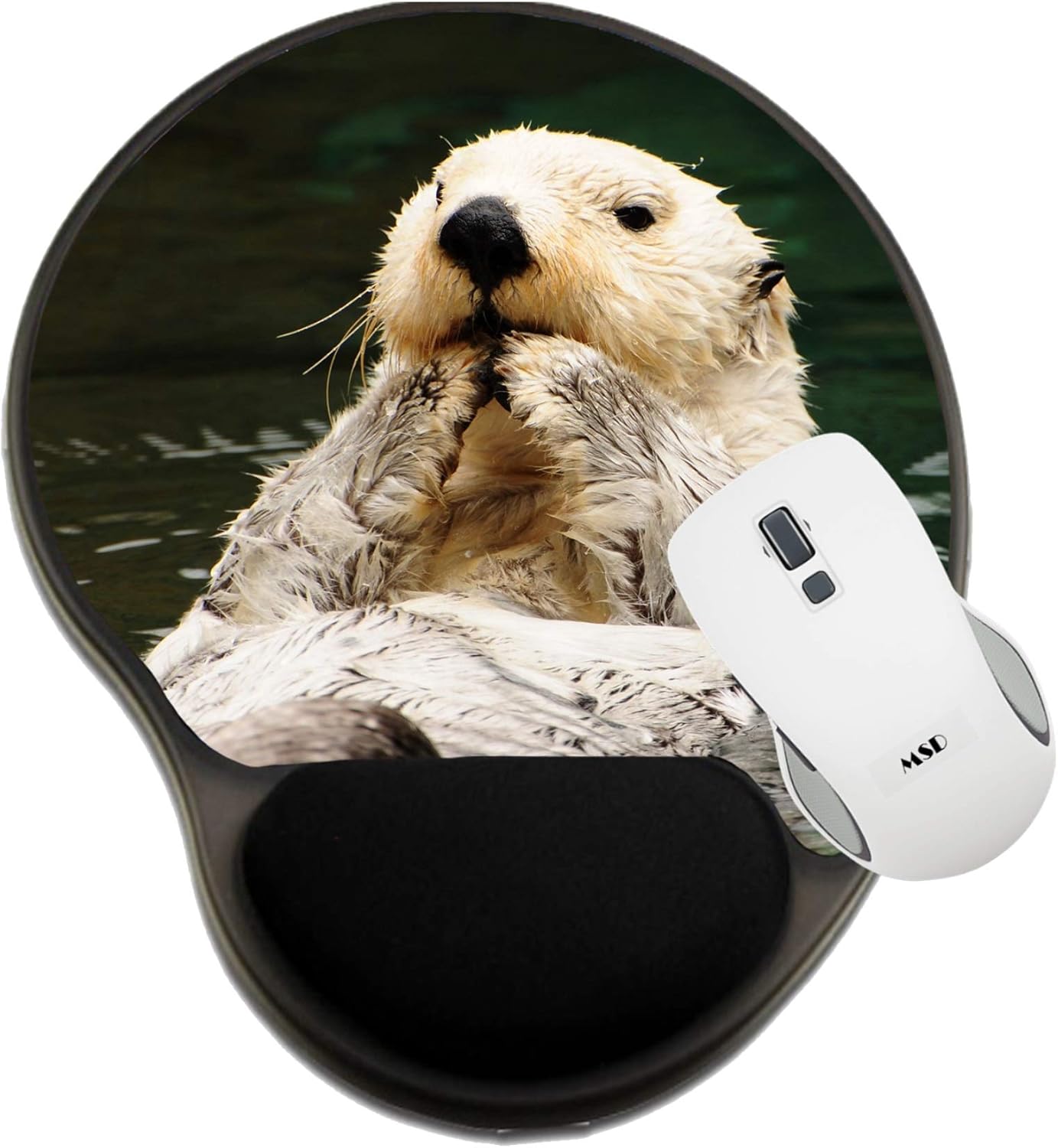 MSD Mousepad Wrist Rest Protected Mouse Pads, Mat with Wrist Support, IMAGE ID: 10505527 Arctic tundra white otter eating