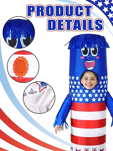 Miniatura 4 de USA Inflatable Dancer Costumes for Kids American Flag Wacky Tube Dancer Costume with Blower