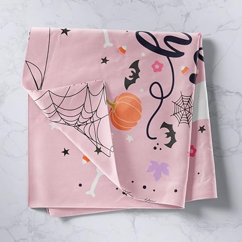 Miniatura 2 de Manfei Tapiz de fantasmas rosados para colgar en la pared con temática de Halloween para niños, niñas y adolescentes, diseño gótico, calavera,