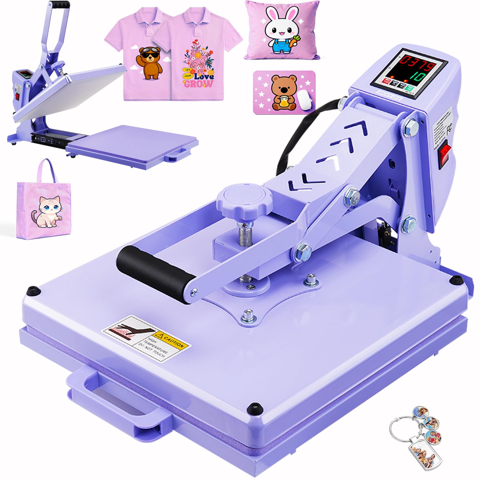 38x38 Schiebeauszug Heißpresse, Flachbett-Heizpresse für T-Shirts, Transferpresse, Industrielle Digitale Sublimationsmaschine für Sublimation auf T-Shirts für DIY (Lila)
