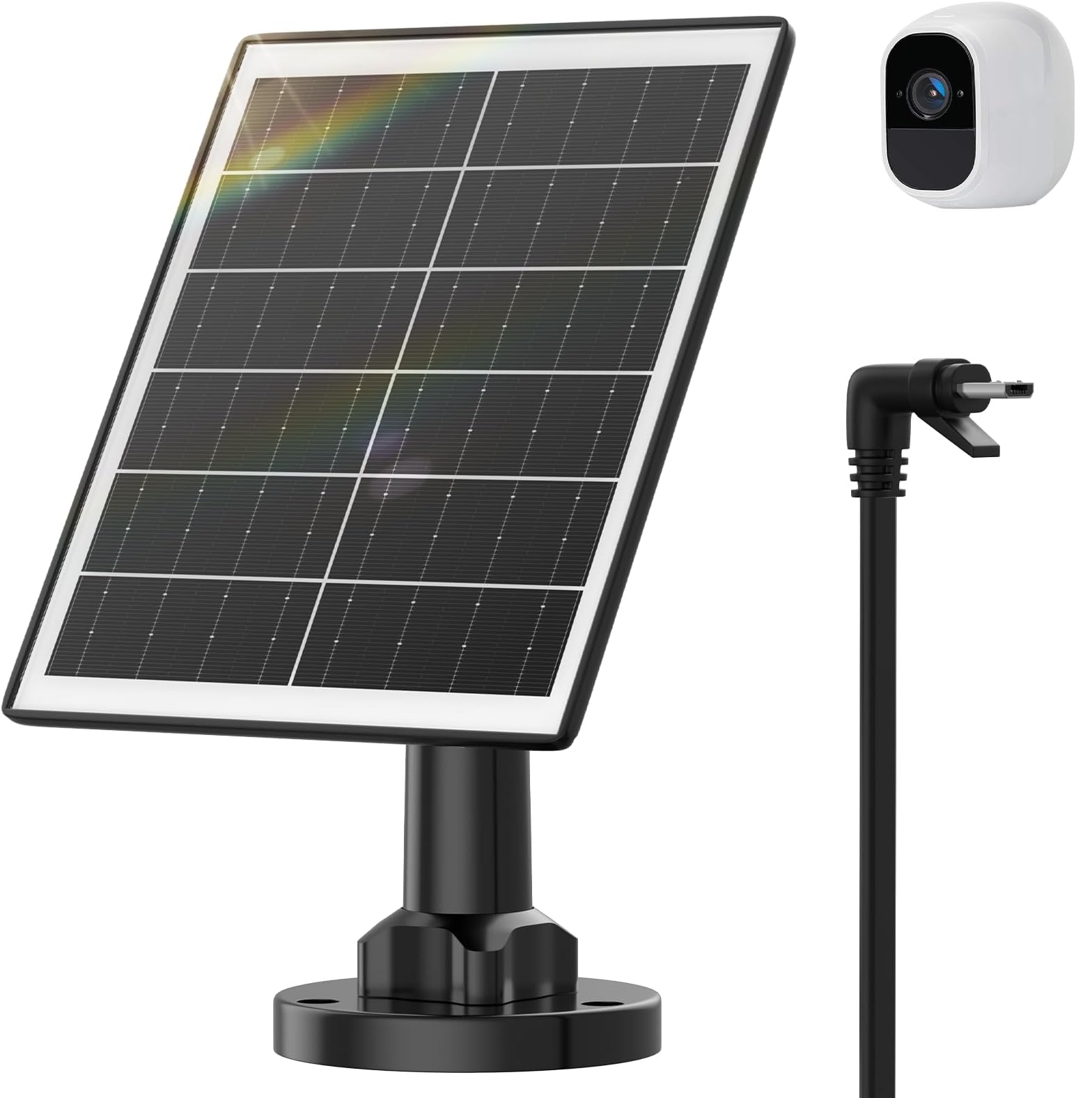 iTODOS Solar Panel Works for Arlo Pro and Arlo Pro 2, 11.8Ft Outdoor Power Charging Cable and Adjustable Mount,Not for Arlo Ultra and Arlo Pro3 (Black)