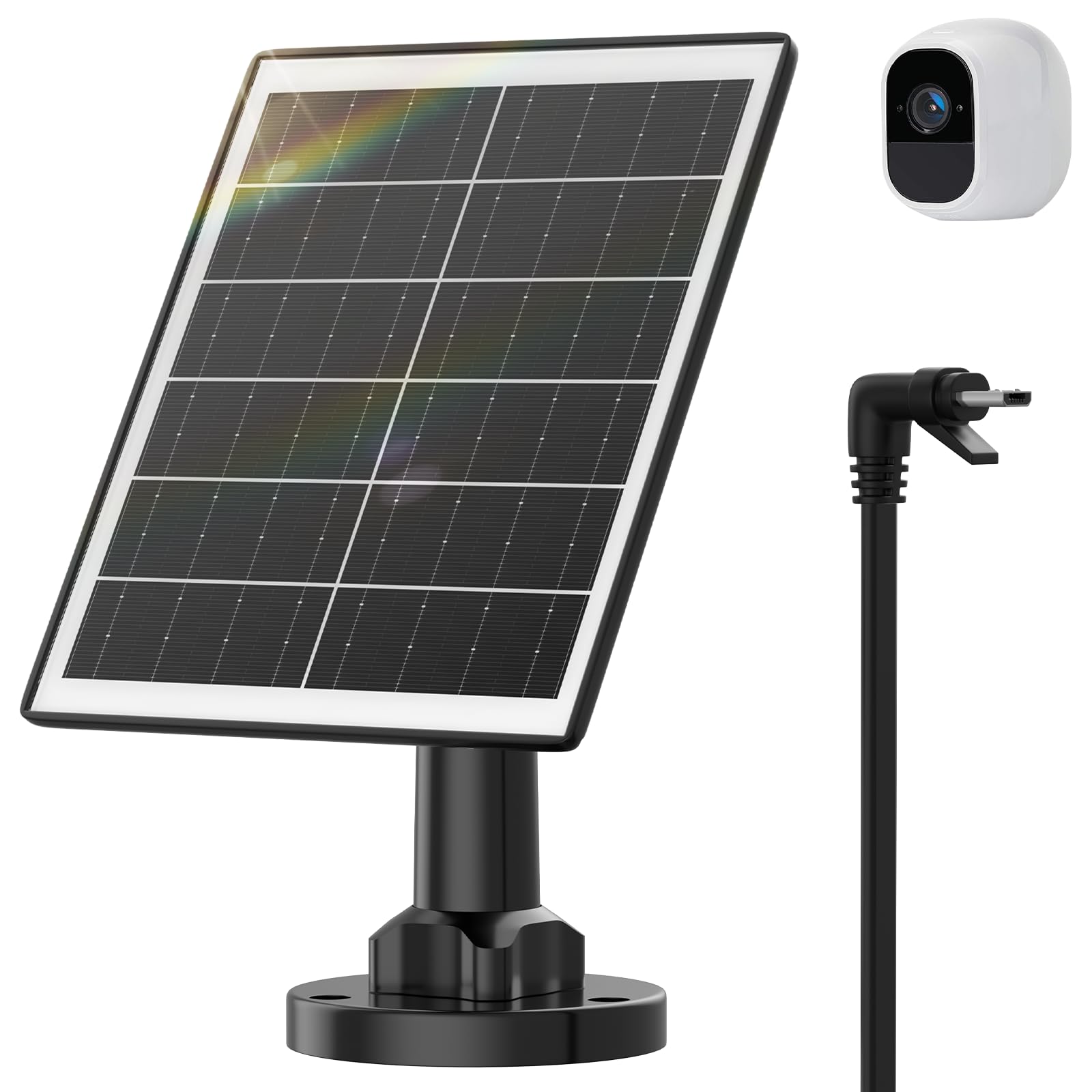 iTODOS Solar Panel Works for Arlo Pro and Arlo Pro 2, 11.8Ft Outdoor Power Charging Cable and Adjustable Mount,Not for Arlo Ultra and Arlo Pro3 (Black)