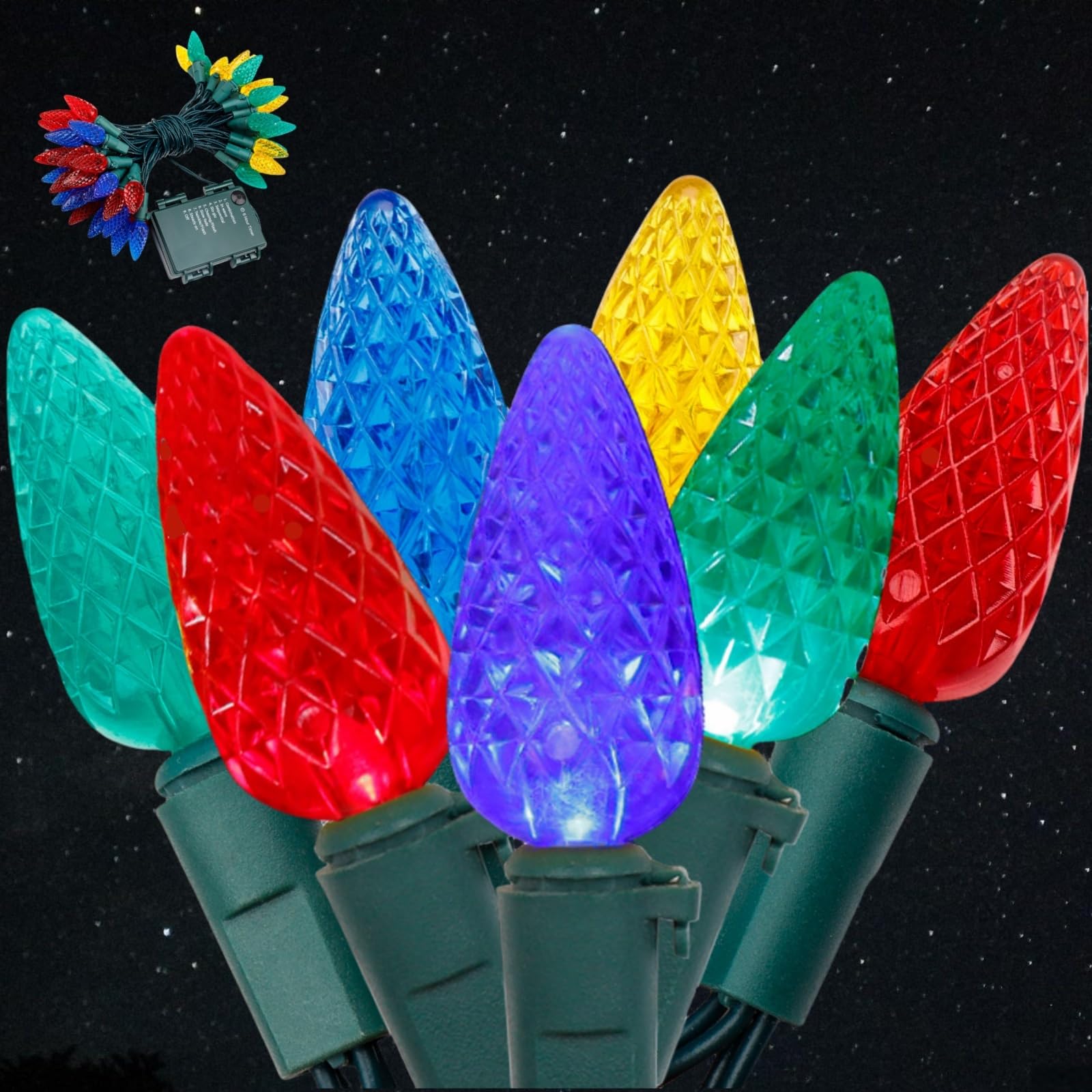 Guirlande Lumineuse LED 6,5 Mètres 56 Ampoules - Multicolore, à Piles, Pour Intérieur