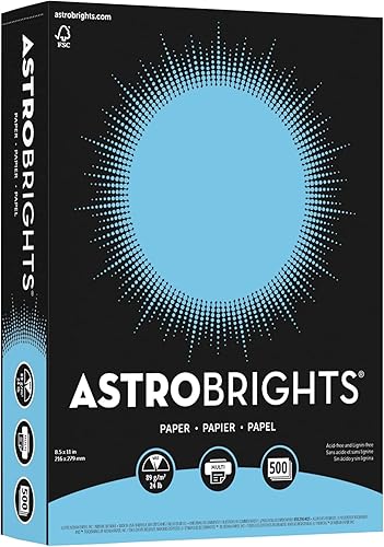 Astrobrights Papel de color 85 x 11 24 lb89 GSM Azul Blast-Off 500 hojas 21906