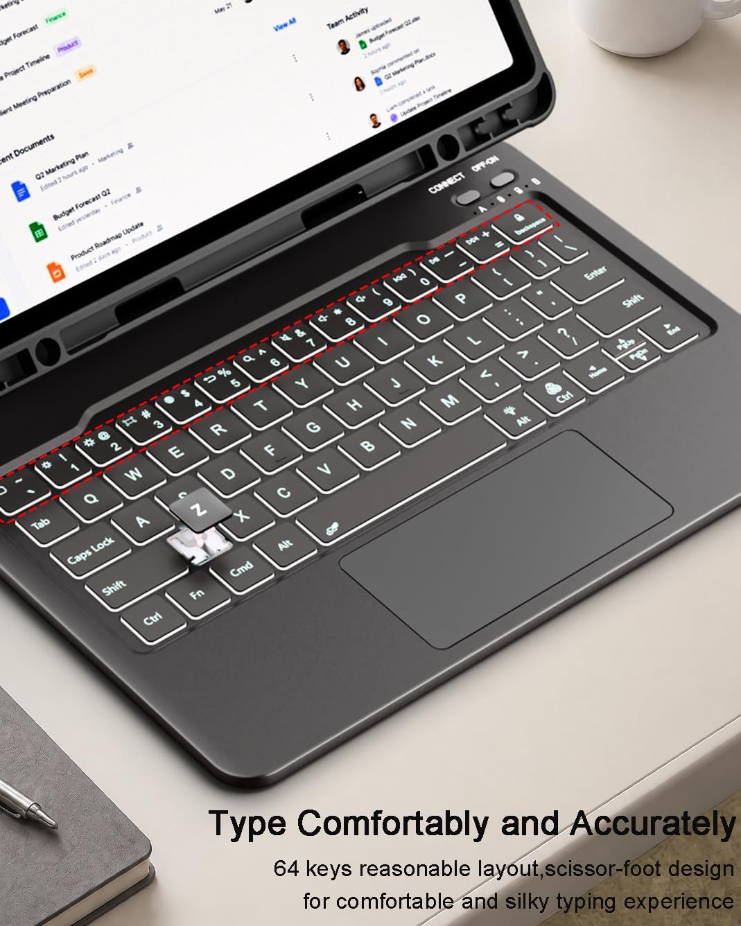 Magic-Style for Samsung Galaxy Tab A11 Plus 2025/A9 Plus 2023 11-inch Case with Keyboard,Detachable Magnetic Cover 7 Colors Backlit Wireless Multi-Touch Trackpad & S Pen Holder Black
