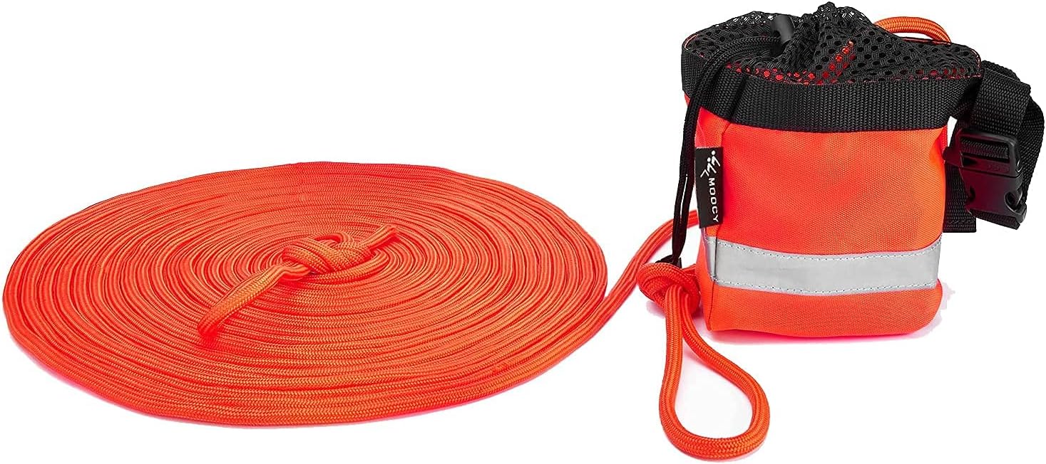 Water Rescue Throw Rope Bag with 50/100 feet of 5/16″ Floating Life Line and Integrated Whistle Clip for Kayaking, Boating and Rafting, High Visibility Safety Boating Equipment