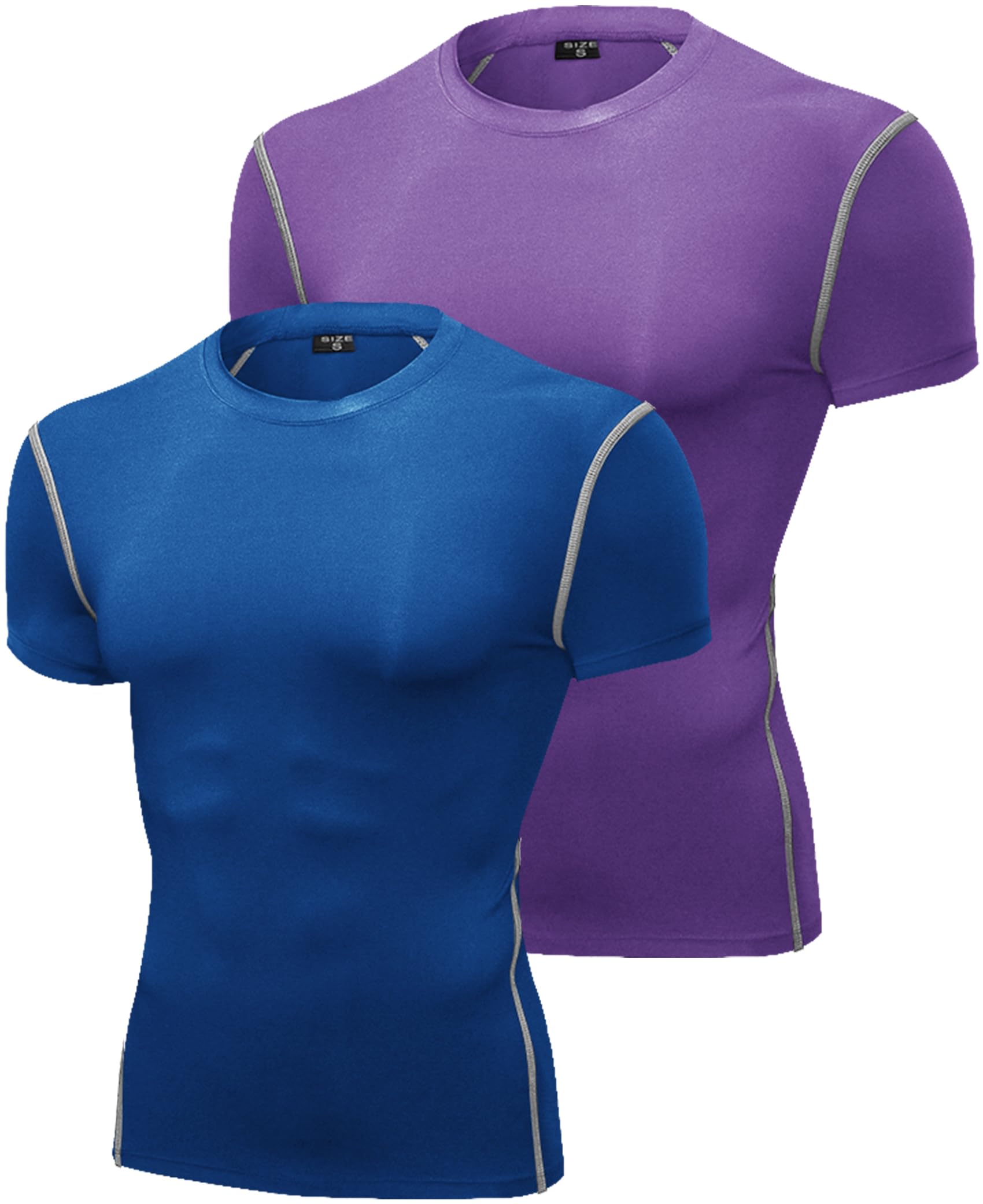 SPVISE 1 or 2 Pack Men's Compression Shirts Short Sleeve Athletic Workout T-Shirt Running Tops Cool Dry Active Gym Undershirt