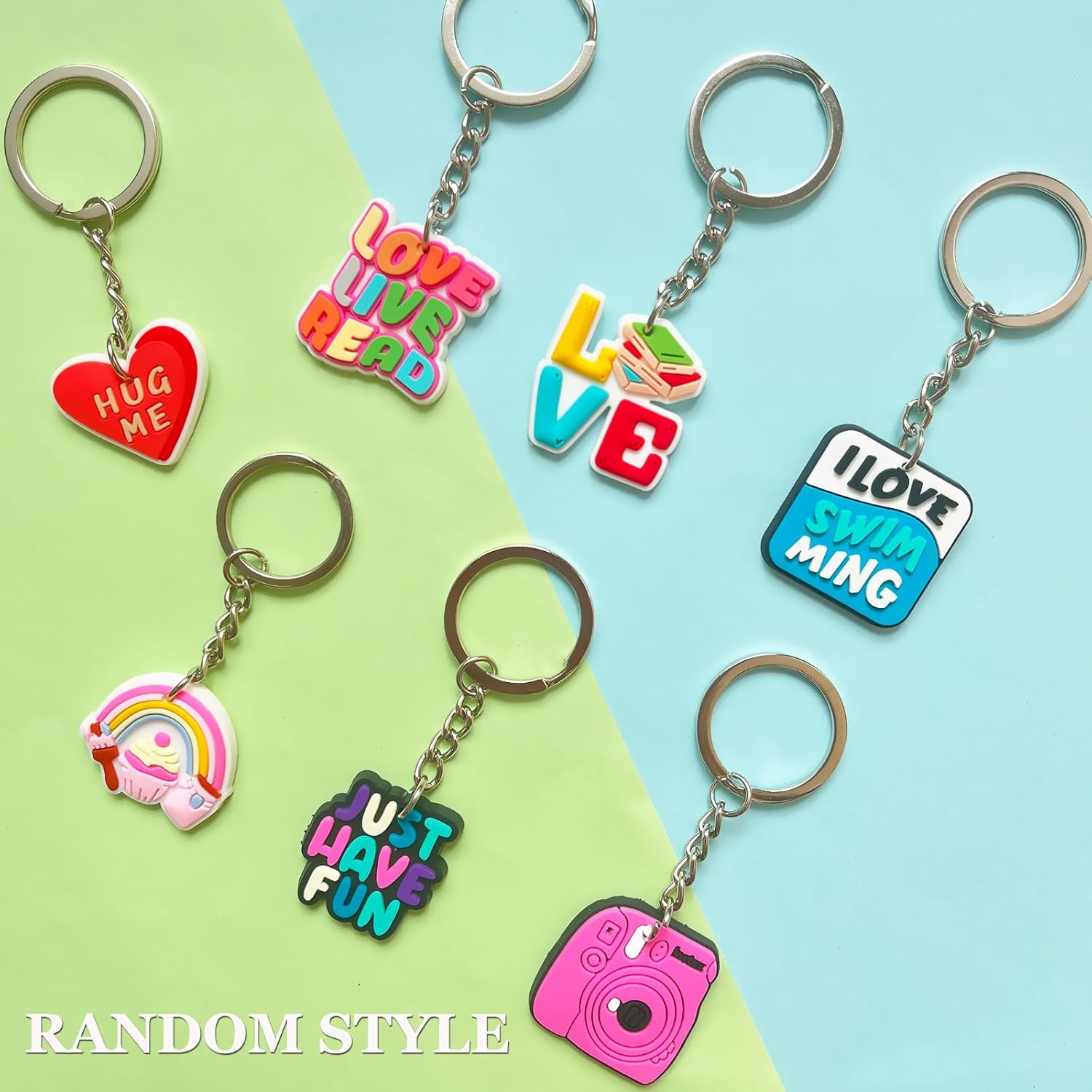 Random Cute Keychains,Mixed Non-Repeat Key Chain for Classroom Prizes Family Incentives Party Gift - Image 2