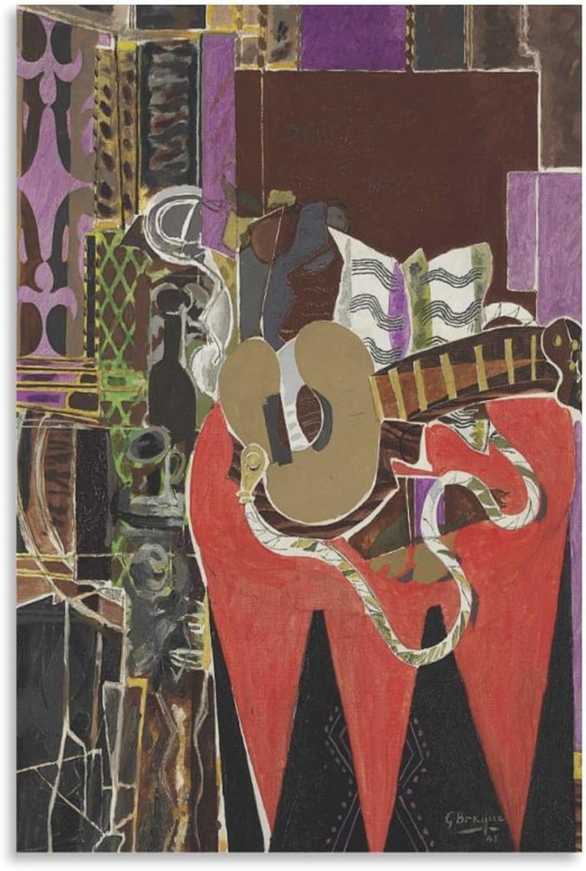 Orjdjz Wxkbl The Banjo by Georges Braque Canvas Poster Abstract Wall Art Painting Vintage Georges Braque Prints for Office Picture Decor 40x65cm Frameless