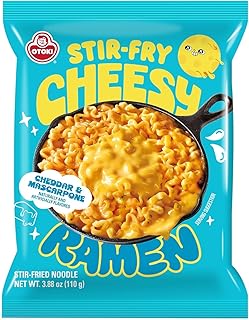Ottogi Stir Fry Cheese Ramen, KOREAN STYLE INSTANT NOODLE, Rich flavor with savory cheese (120g) - 4 Pack, 1 Count (Pack of 4)