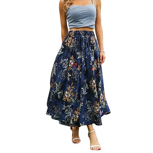Maxi Skirts for Women with Pockets Long Midi Length Casual
