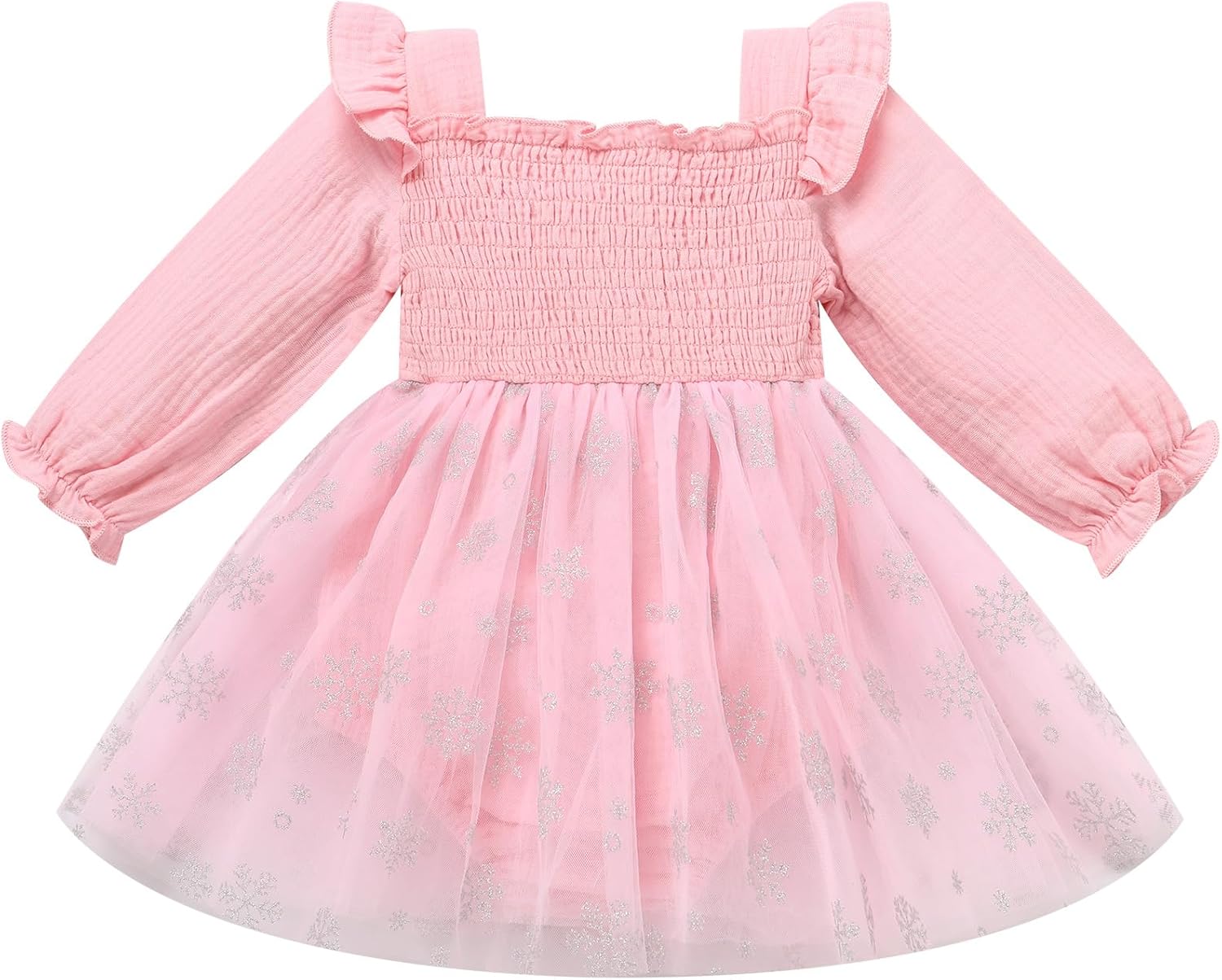 ODASDO Baby Girls First Birthday Outfit Sqaure Neck Ruffle Long Sleeve Tulle Tutu Romper Dress with Bow Headband - Image 4