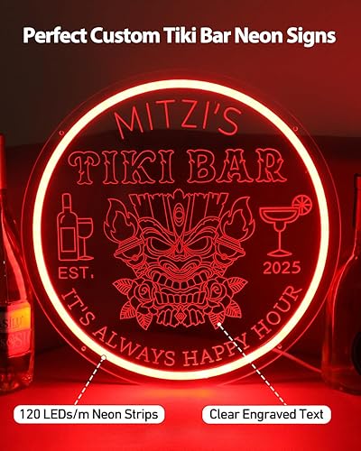 Miniatura 2 de Letreros de neón de barra Tiki personalizados impermeables para decoración de barra Tiki, letrero de luces de barra Tiki personalizado para patio