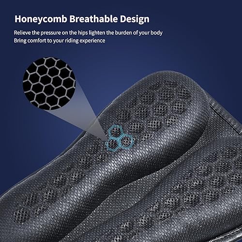 Miniatura 6 de Cojín plegable para asiento de motocicleta de pasajero, gel de alta elasticidad 3D panal cómodo transpirable absorción de golpes para asiento de