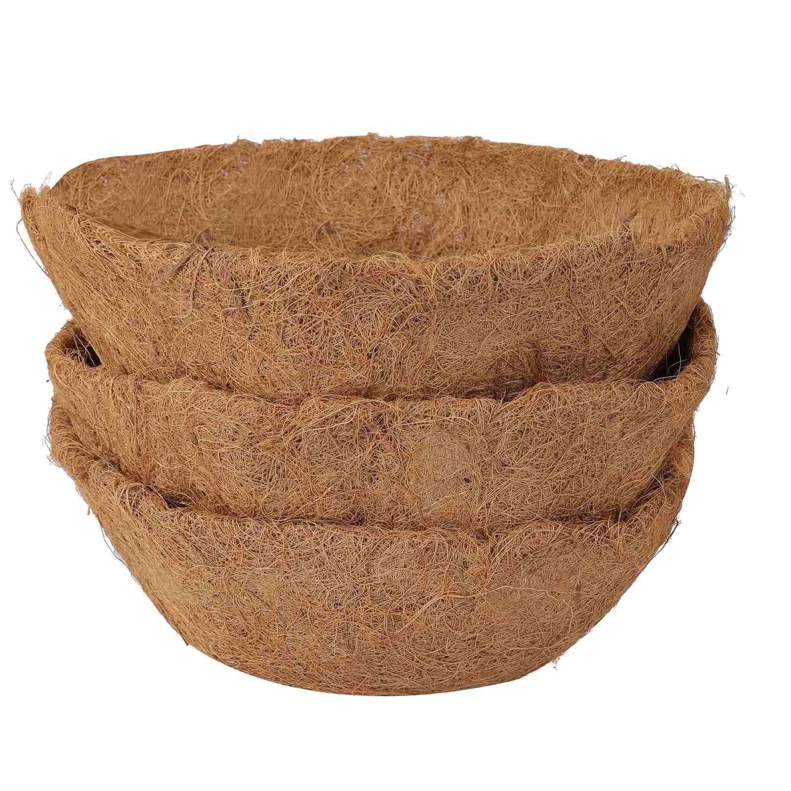 3PCS Coir Hanging Basket Liners - Natural Coconut Fibre Planter Liner for Flower Baskets, Wall Mounted Planters Flower Basket, 10"/12"/14"/16" Window Box Liner Fit for Garden, Patio, Balcony (14")