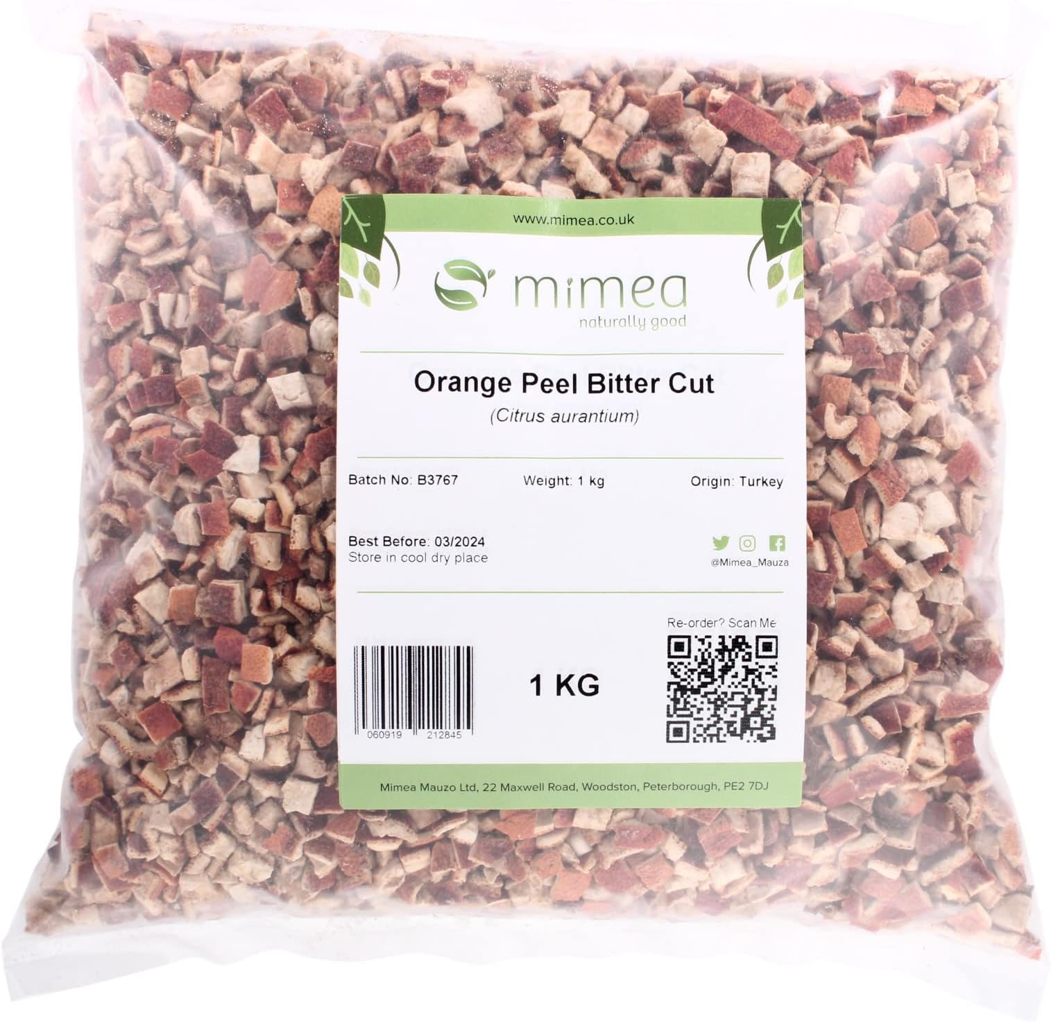 Orange Peel Bitter Cut from Mimea - Ideal for Distilling and Brewing 1kg