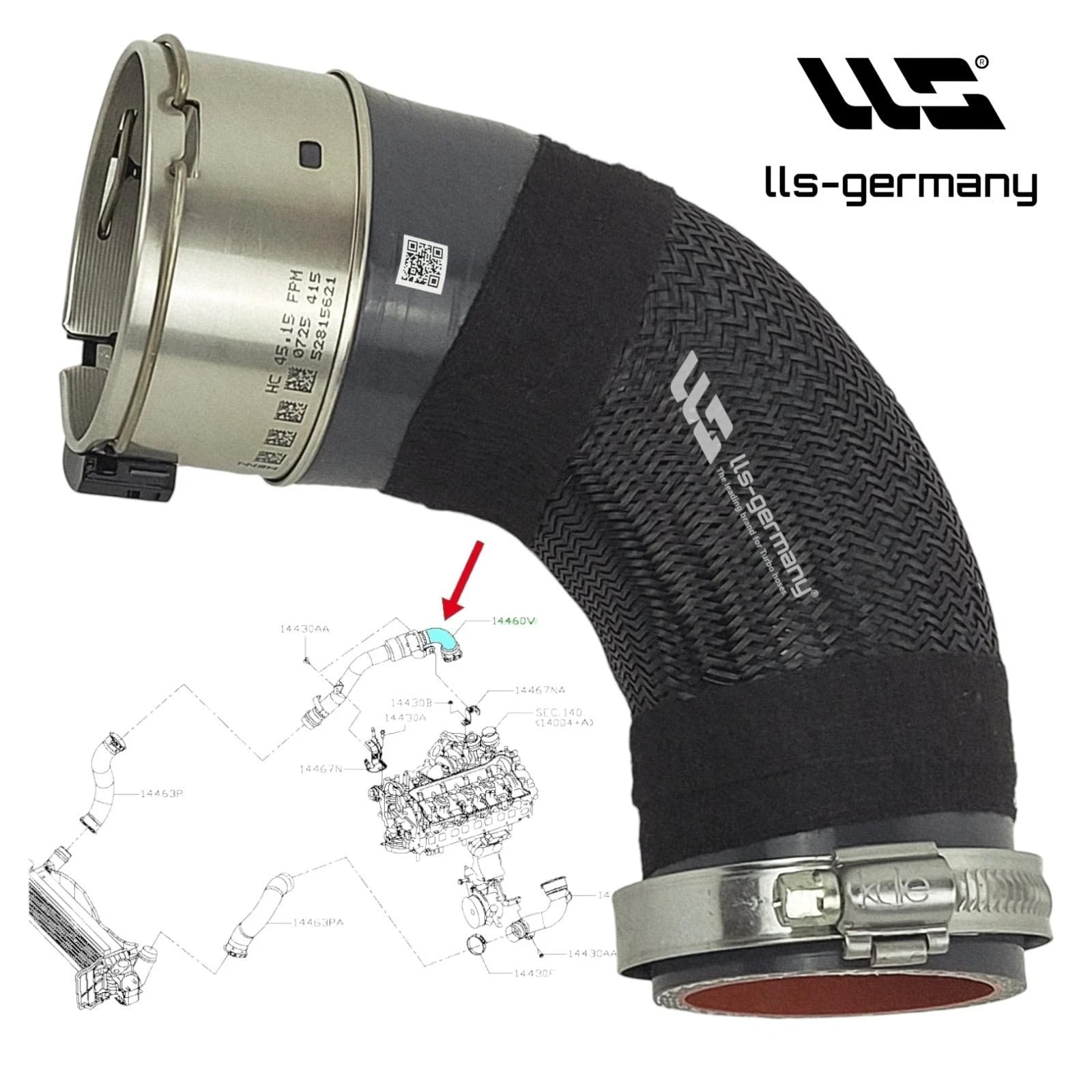 LLS-GERMANY Tubo di alimentazione aria compatibile con Nissan NP300 Navara (D23/D23T) 2.3 dCi 163/190 CV e 2.5 dCi 163 CV 4x4 2014-2025 144604JA2B, 144604JA0A, 144604JA0D, 144604JA1A, 144604JA2A