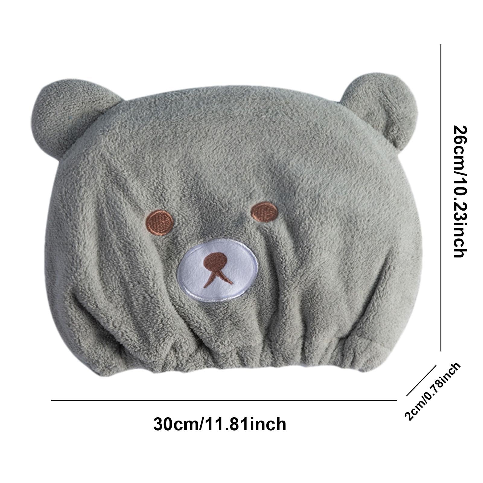 Turban Séchage Cheveux - Motif Ours Cartoon - Absorption Rapide - Taille Unique