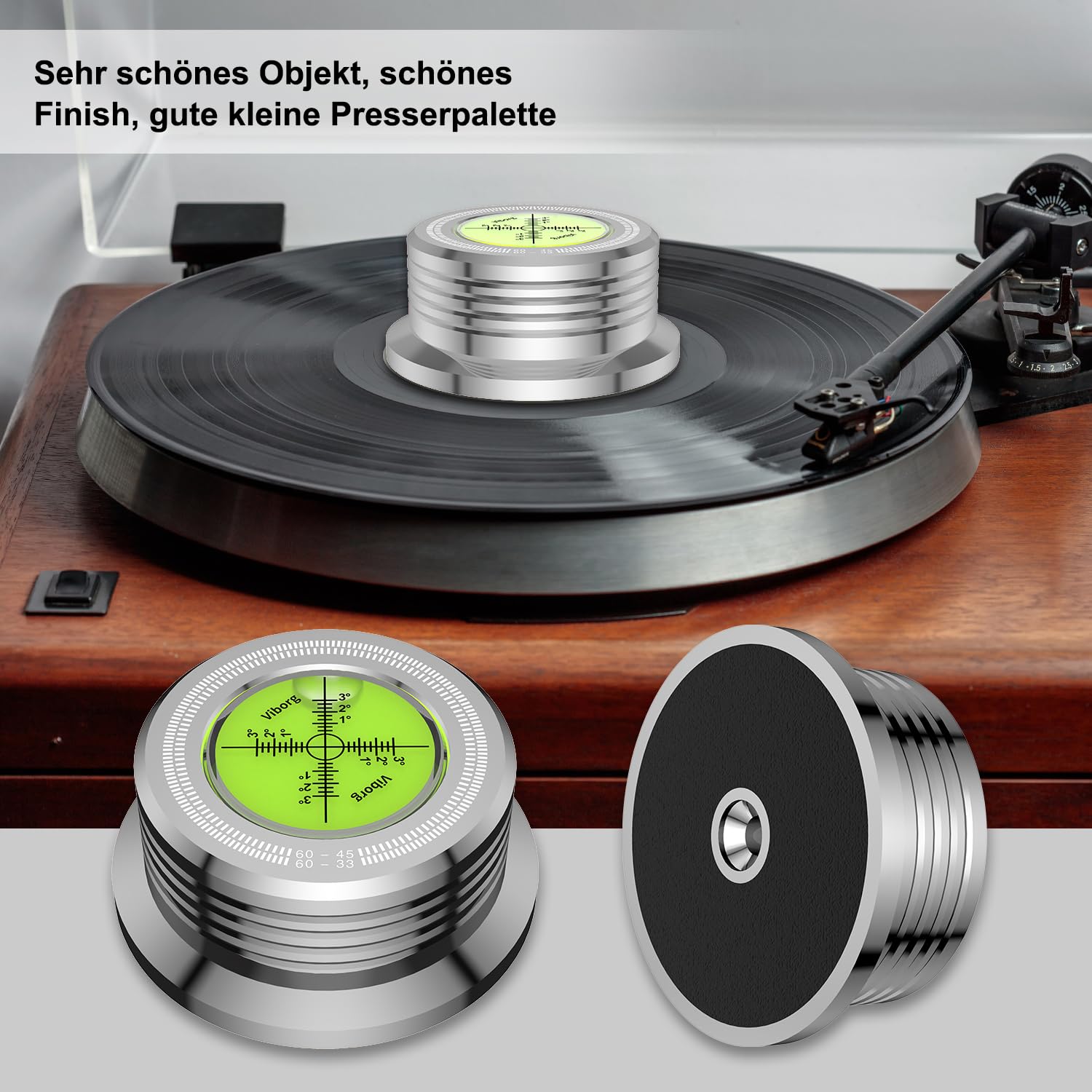 Tertullus Giradischi Disc Record, peso 60 Hz, stabilizzatore a disco, morsetto per disco LP Disc Stabilizer giradischi con livella a bolla per giradischi in vinile LP (argento)