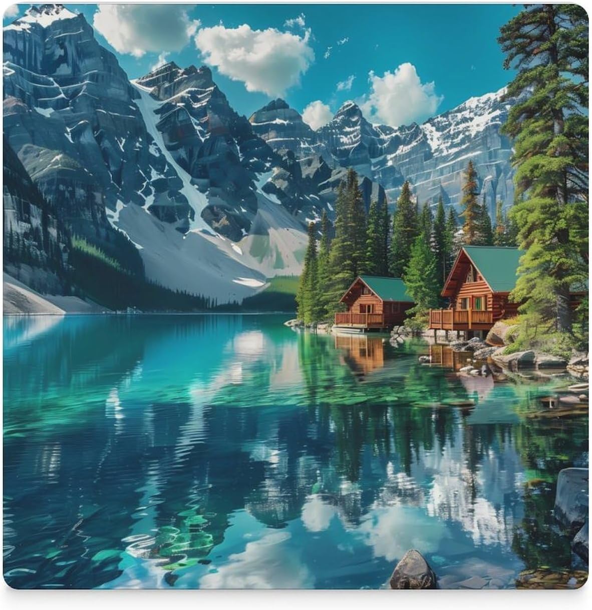 Canada Ohara Lake Yoho National Park with Mountains Nature Scenery Coaster for Drinks Square Ceramic Table Coasters Stone Mat Crafts 6PCS Home Kitchen Decor
