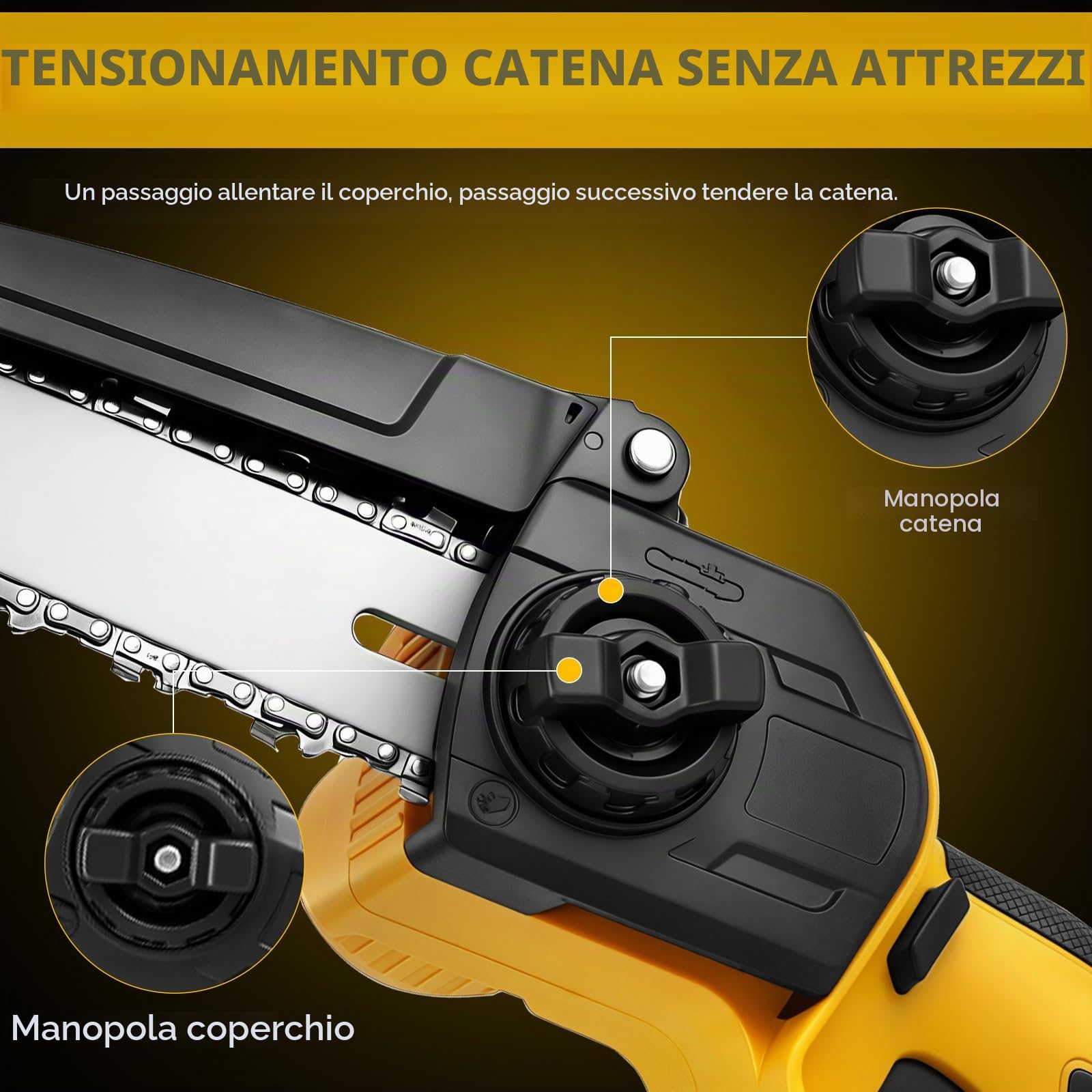 Roadtime Sega a catena telescopica a batteria 2 in 1 & 8 pollici per DeWalt 20 V (senza batteria), sega da potatura senza spazzole con 2 catene di ricambio, per rami degli alberi, taglio del legno