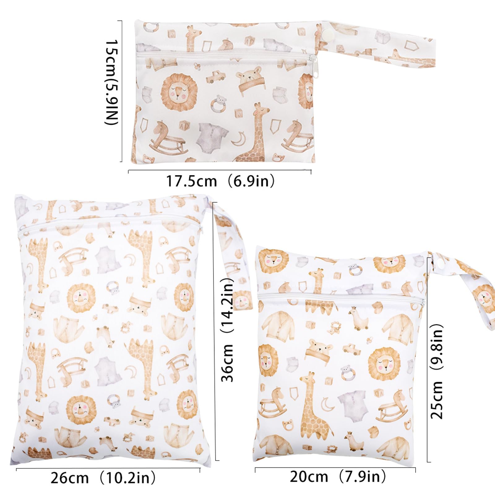 3 Pièces Sac a Couches Bebe, Sac à Couche Lavable, Sacs Couche en Tissu, Réutilisable Pochette Humide et Sèche, Wetbag à Fermeture Eclair Etanche pour la Natation Camping Voyage Fitness Plage