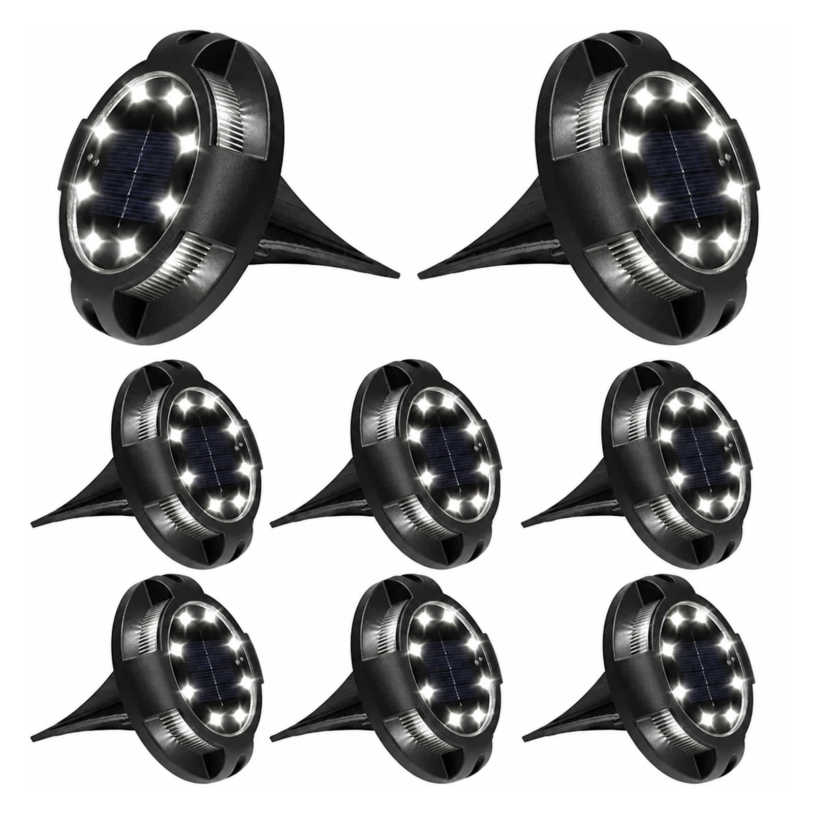 AMRTTWY In Ground Lights, Solar Lights Outdoor Disk Underground Lamp(White Side-White,4Pcs)