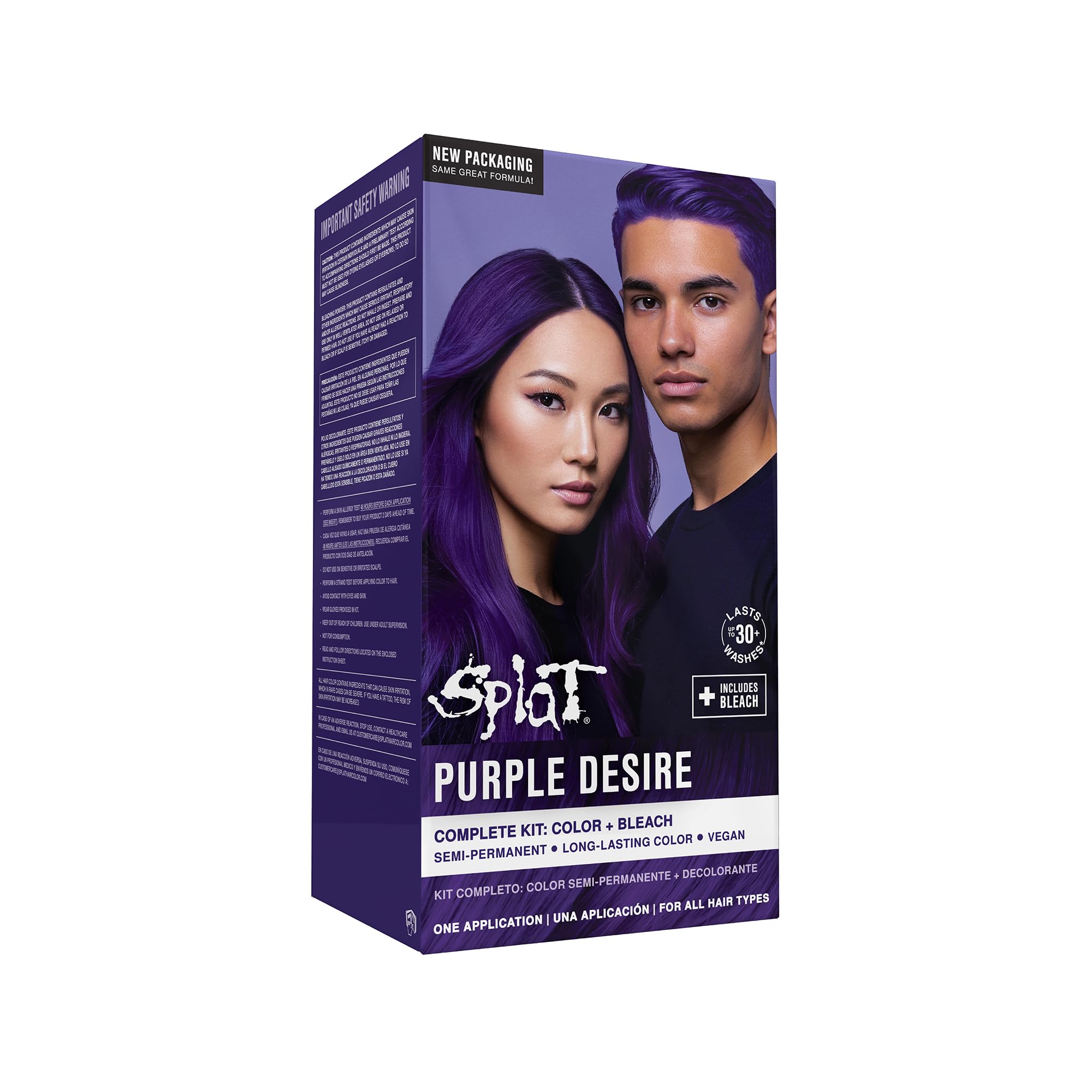 Splat Purple Desire Semi Permanent Hair Dye Kit with Bleach, 1 Application, Includes Purple Hair Dye, Oxide & Bleach Powder, Vegan & Cruelty Free Hair Color