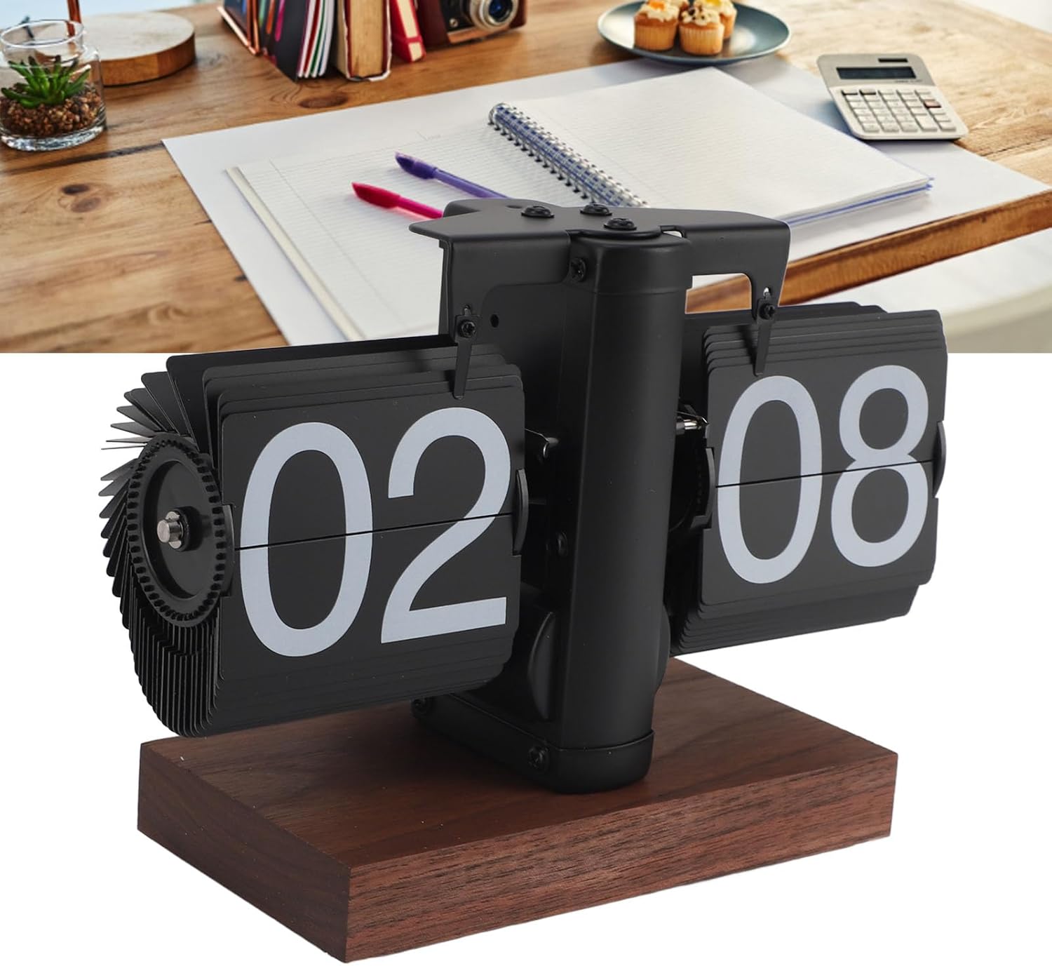 Flip Clock,Vintage 24 Hours Adjustable Digital Flip Down Clock for Living Room Office Retro Minimalist Desk