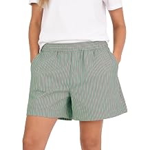 PEHMEA Women Striped Boxer Shorts Casual Lounge Sleep Beach Bottoms