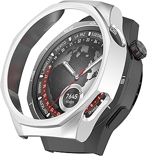 Dl3 Mobilak Coverage Case with No Screen Protector Compatible with Huawei Watch GT 5 Pro 46MM, Disscool PC and Real Glass Protective Case Cover Compatible with Huawei Watch GT5 Pro 46MM (Silver)