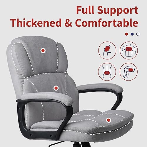 Miniatura 7 de CLATINA Silla de oficina ejecutiva ergonómica con tapizado giratorio de altura ajustable, acolchado grueso para reposacabezas y reposabrazos para