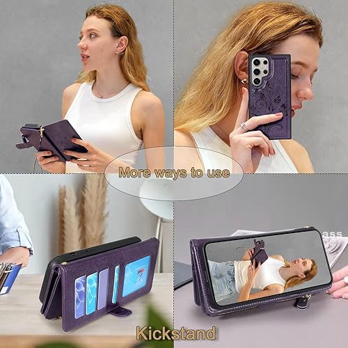 Miniatura 4 de Lacass Funda tipo cartera para Samsung Galaxy S Ultra de 6.9 pulgadas 2024, 12 ranuras para tarjetas Soporte para dinero en efectivo para tarjetas