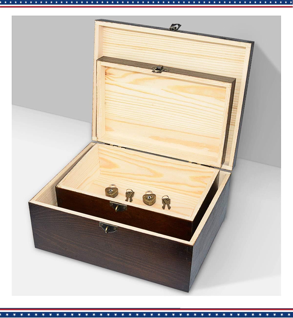 Buy Wood Keepsake Boxes with Lock and Keys Handcrafted Decorative
