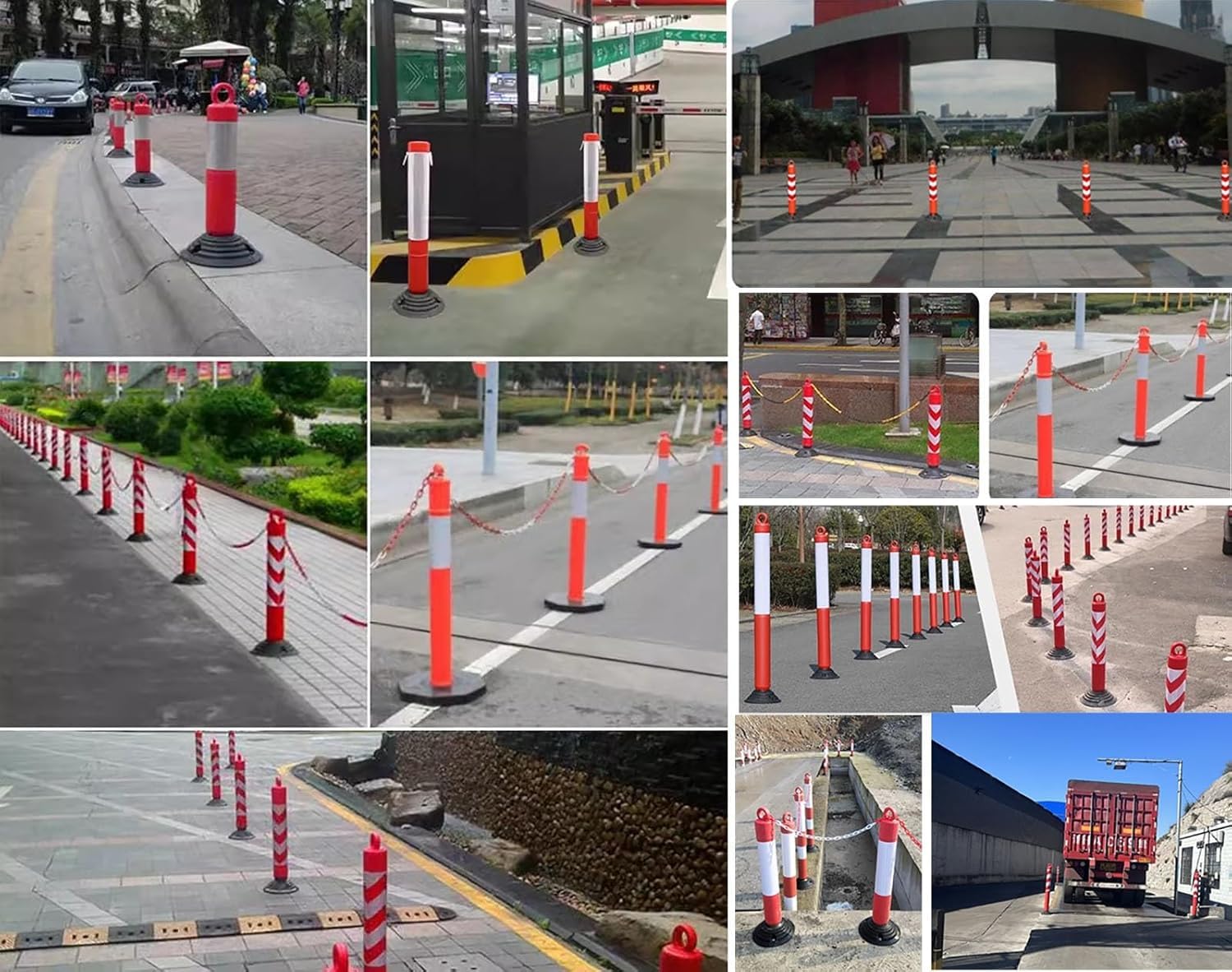 Coni riflettenti per la sicurezza stradale, alti 80 cm, flessibili, per vialetti, segnale di avvertimento, dissuasore di parcheggio, controllo della folla, in plastica, neri.