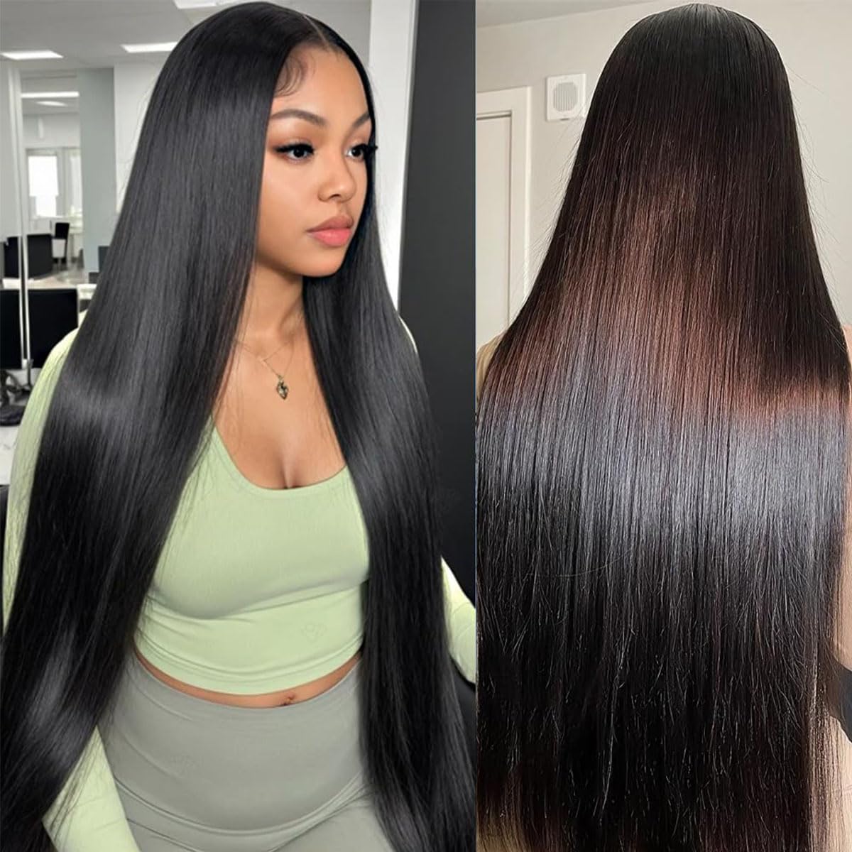 Lemo beauty Straight Wigs 13x6 Full Lace Frontal Wigs Human Hair Real Hd Full Large Lace Space Pre Plucked Natural Hairline 180% Density 15A Brazilian Virgin Human Hair Wigs Tiny Knots Natural Black