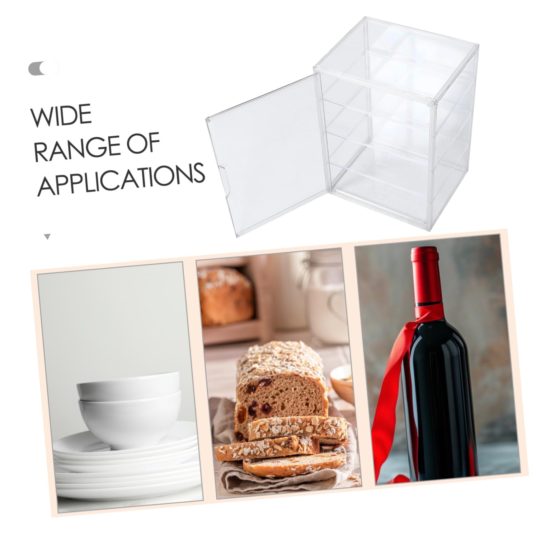 IMIKEYA Caja de Pan para Encimera de Cocina de Acrílico Transparente con 4 Niveles y Puerta Magnética, Fácil de Limpiar Estantes Ajustables para Panadería