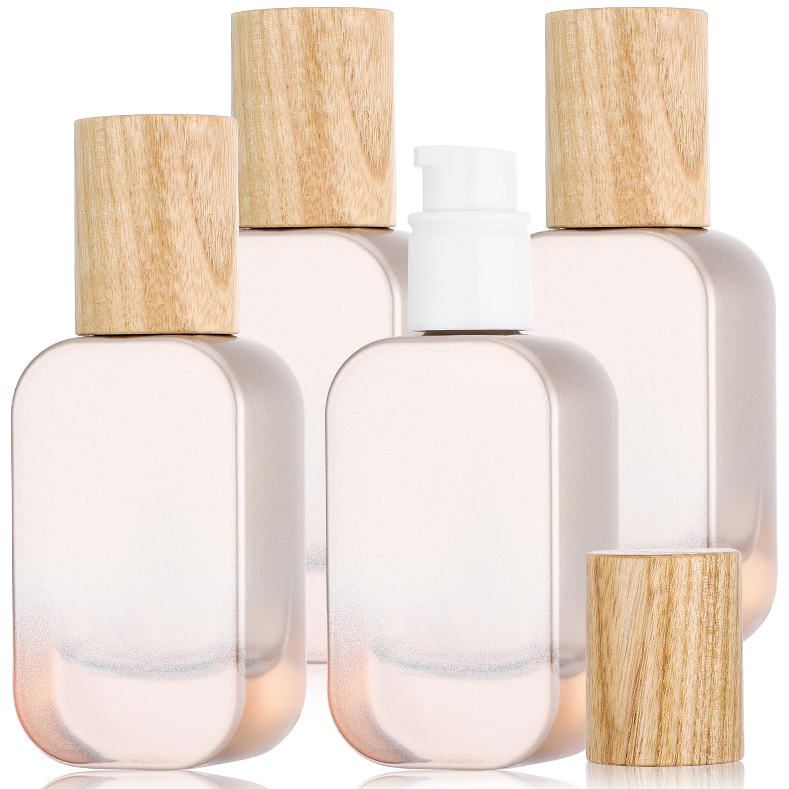 Segbeauty Dispenser per oli essenziali, 4 mini contenitori per lozioni da viaggio, 30 ml, contenitori per fondotinta liquido, a prova di perdite, colore argento, per cosmetici e prodotti per la cura