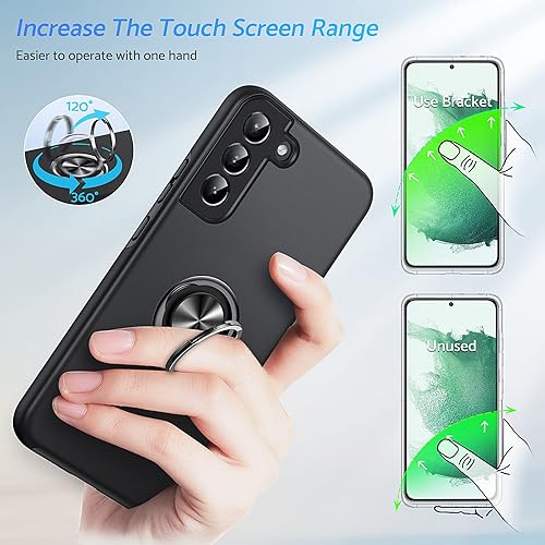 Miniatura 4 de Anqrp Hidden Series - Funda para Galaxy S22 5G, con soporte que no se cae, anillo de metal de 360, grado militar de 15 pies, funda protectora a