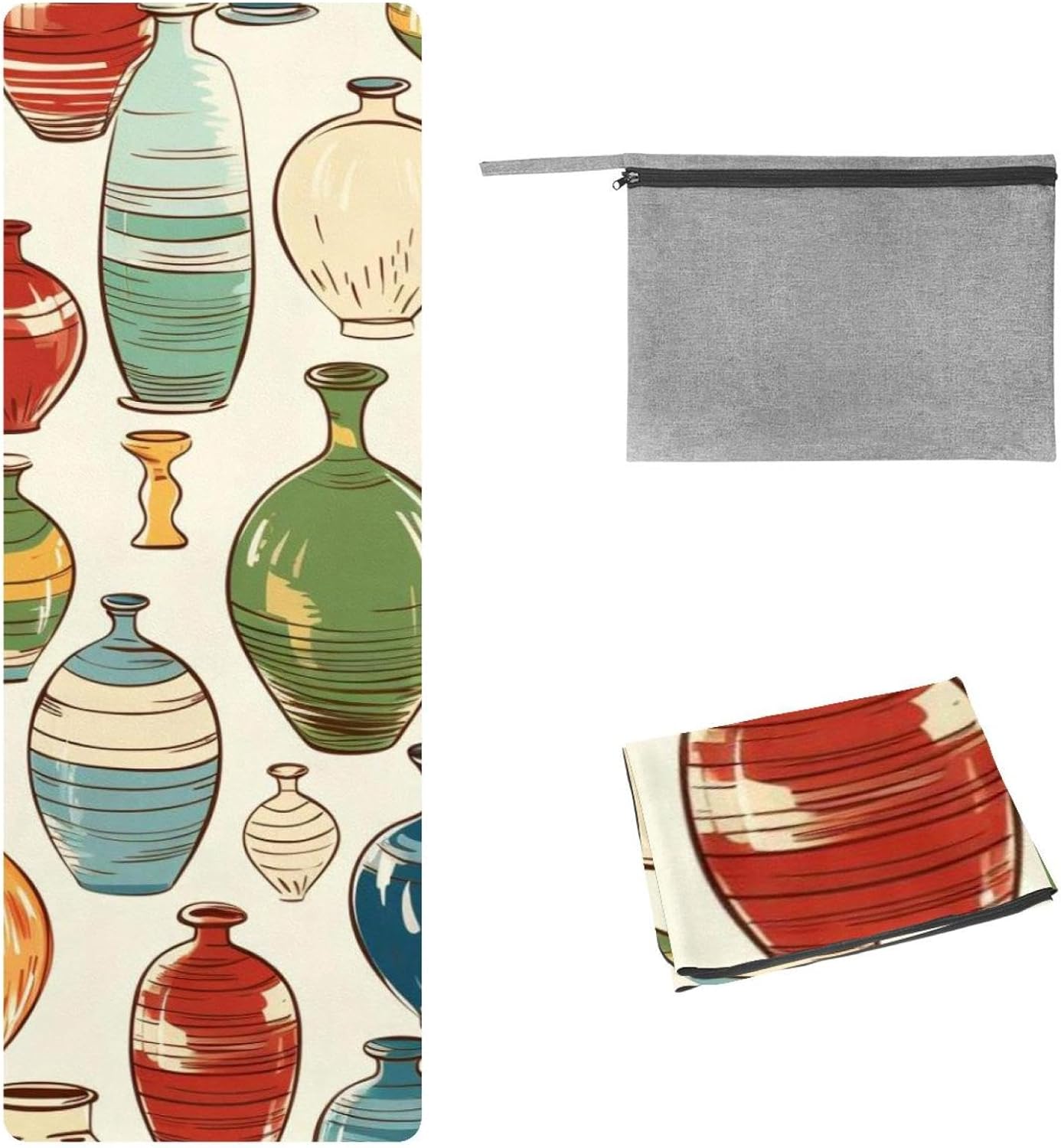 Yoga Towel, Bowling Pattern Non Slip Sweat Absorbent Hot Yoga Mat Towel for Hot Yoga, Pilates and Fitness - 72.8" x 26.8"