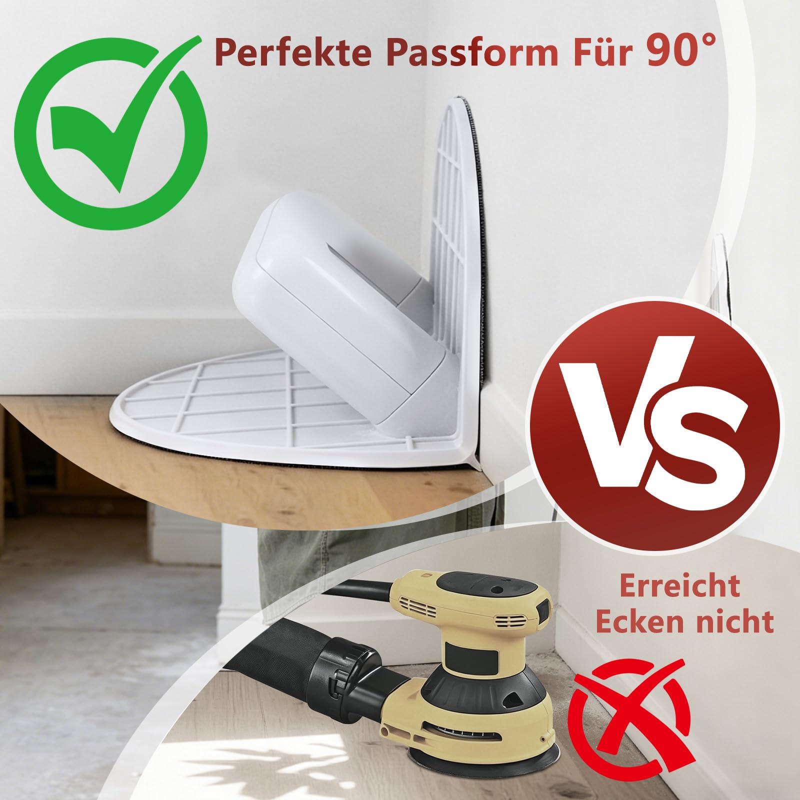 Trockenbau Eckenschleifer selbstklebend Schleifpapier Set 16 Stück | 16-teilig selbstklebendes Schleifpapier 80/120/180/240 Körnung halbkreisförmig HandSchleifer für Ecken, Wände, Trockenbau